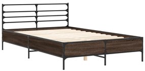 3280081 vidaXL Cadru de pat, stejar maro, 140x190 cm, lemn prelucrat și metal