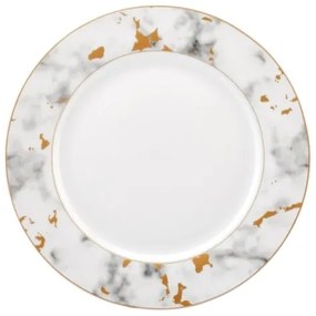 Set de masă 24 piese din porțelan, alb/gri