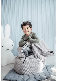 Fotoliu puf pentru copii crem cu tapițerie din catifea reiată Cocoon 120 – SLOWDOWN