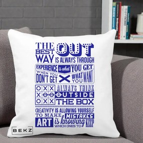 Perna Decorativa Citate Creativitate Albastru, 40x40 cm, Alba Mata, Husa Detasabila, Perna Inclusa, BEKZ®