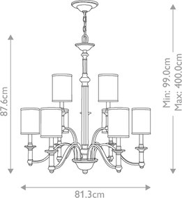 Hinkley HK-SUSSEX9 - Lustru suspendat cu lanț SUSSEX 9xE14/40W/230V, crom mat