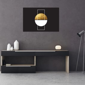 Tablou - Abstracție de aur și negru N⁰1 (90x60 cm)