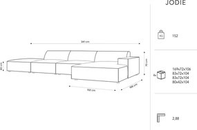 Coltar dreapta 5 locuri, Jodie, Micadoni Home, BL, fara cotiera, 341x166x70 cm, catifea, verde