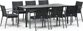 vidaXL Set mobilier de grădină cu perne, 9 piese, poliratan și oțel