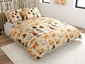 Lenjerie cocolino COLORED CATS crem Dimensiunile lenjeriei: 70 x 90 cm | 140 x 200 cm