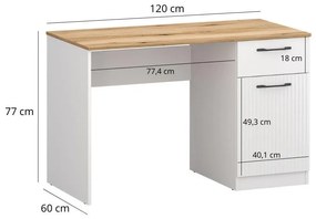 Masă PC Vejares (alb + stejar evoke). 1116993