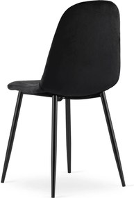 OFERTA Scaun de catifea negru ASTI cu picioare negre II. calitate