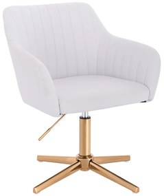 HC190CROSS Scaun Alb din Piele Ecologica cu Bază Aurie