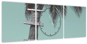 Tablou - Palma în Caraibe (cu ceas) (90x30 cm)