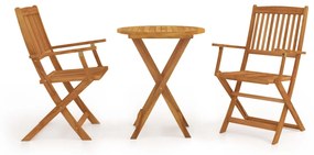 43381 vidaXL Set mobilier bistro pliabil, 3 piese, lemn masiv de acacia