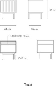 Noptieră neagră cu aspect mat Sierra – Teulat