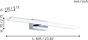 Aplică LED RGBW pentru baie Eglo 33767 TABIANO-C LED/15,6W/230V 60,5cm IP44 + telecomandă