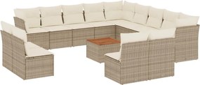 vidaXL Set canapele de grădină, 14 piese, cu perne, bej, poliratan