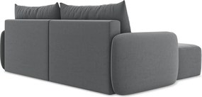 Colțar gri extensibil/cu spațiu de depozitare cu tapițerie din catifea (cu colț pe partea stângă/cu șezlong) Kalena – Makamii