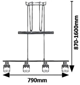 Rabalux 5345 - Lustră pe cablu LACEY 4xE14/40W/230V