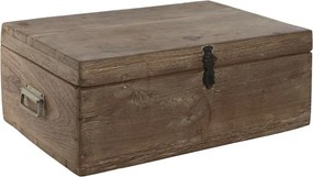 Cufăr decorativ din lemn masiv cu feronerie din metal negru, 46×31×31 cm, „Chest"
