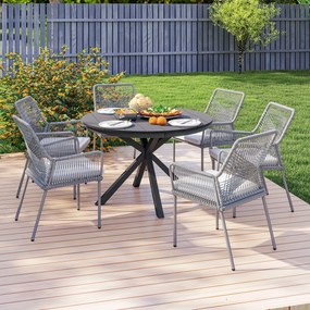 Outsunny Masă de grădină rotundă Ø 118 cm cadru din aluminiu pentru balcon, verandă, patio, negru | Aosom Romania