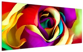 Tablou colorat cu trandafirul abstract (120x50 cm), în 40 de alte dimensiuni noi