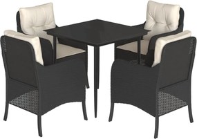 vidaXL Set mobilier de grădină cu perne, 5 piese, negru, poliratan
