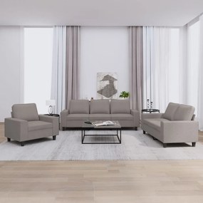 vidaXL Set de canapele, 3 piese, gri taupe, textil