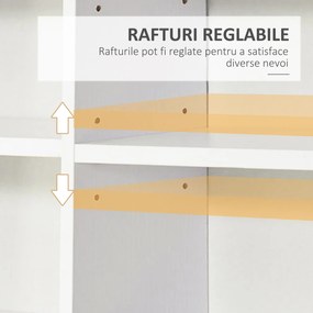 HOMCOM Bibliotecă CD de perete cu 24 de rafturi reglabile, 130,5x89x20 cm, alb | Aosom Romania