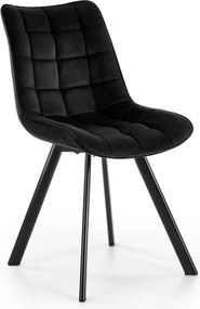 Scaun tapitat modern K332, negru, stofa catifelata/metal, 46x61x84 cm