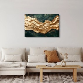 Tablou - Abstracție verde cu auriu II. (90x60 cm)