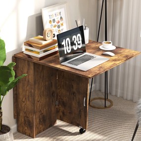 HOMCOM Masa Pliabila de Luat Masa, Masa cu Blaturi pentru Spatii Mici, cu Rafturi cu 2 Niveluri, Masa de Bucatarie Mica cu Rotile de Rulare | Aosom Romania