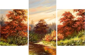 Tablou - Râu în peisaj de toamnă (90x60 cm)