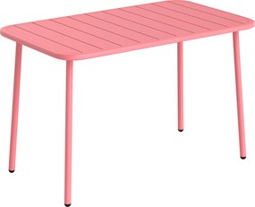 Outsunny Masă de Luat Masa pentru Exterior 120 x 70 cm pentru 4 Persoane, Masă de Grădină dreptunghiulară cu blat cu lamele și margini rotunjite, Roșu | Aosom Romania