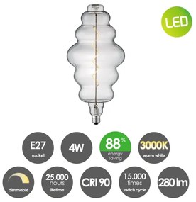LED bec vintage Edison E27/4W/230V 3000K CRI 90, dimabil