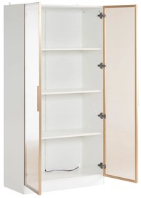 Set de 2 Vitrine cu Iluminare LED în 16 Culori, Uși Batante și Rafturi Reglabile, 80x40x160 cm (fiecare), Dulap Înalt pentru Living, Alb