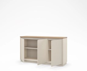 Comodă bej cu aspect de lemn de stejar 152x84x40 cm Loreta – Marckeric