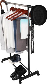 Cuier mobil, inox/plastic negru, HILAR