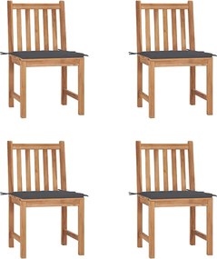 vidaXL Scaune de grădină cu perne, 4 buc., lemn masiv de tec