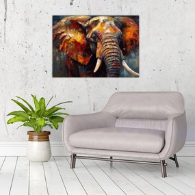 Tablou pe sticlă - Pictura unui elefant (70x50 cm)