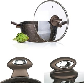 Oala cu capac si cu suparafata neaderenta PREMIUM Dark Brown, BANQUET volum 3,75 l