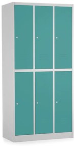 Dulap metalic - 6 cutii, 90 x 45 x 185 cm, inchidere cilindrica, verde - ral 6033