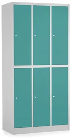 Dulap metalic - 6 cutii, 90 x 45 x 185 cm, inchidere cilindrica, verde - ral 6033