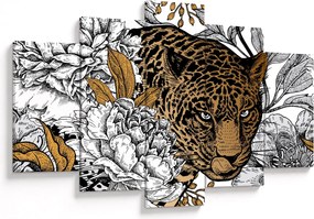 Tablou - Leopard între flori (150x105 cm)