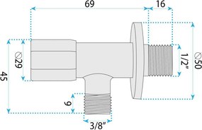 Robinet coltar 02 1 2   x 3 8   negru
