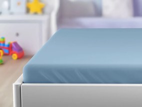 Cearsaf Jersey pentru patut copii albastru deschis 70 x 140 cm