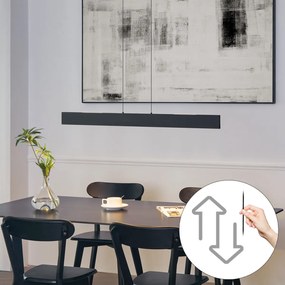 Lampă suspendată modernă neagră cu LED inclus, cu dimmer în 3 trepte Easylift - Straight