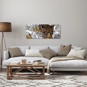 Tablou - Leopard între flori (120x50 cm)