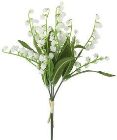 Buchet flori artificiale Lily, Fibre artificiale, Alb, 31.50 cm