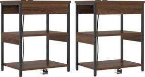 vidaXL Dulap de noapte 2 pcs Stejar închis 41 x 31 x 51 cm