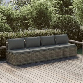 3157369 vidaXL Set mobilier de grădină cu perne, 4 piese, gri, poliratan