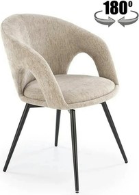 Scaun rotativ K550, bej/negru, stofa clasica/metal, 57x57x78 cm