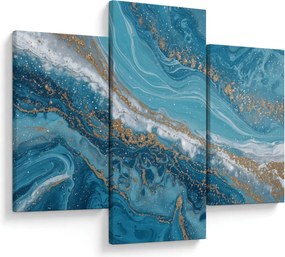 Tablou - Marmură bleu cu aur I. (90x60 cm)