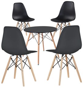 Set de 4 scaune moderne pentru dining cu masă, 3 culori - negru